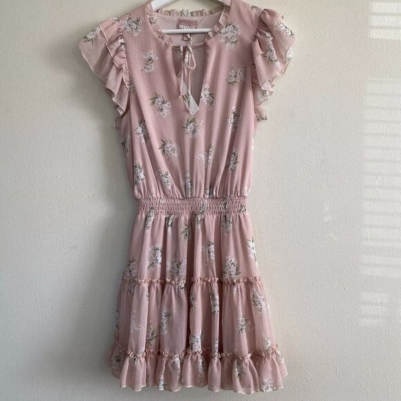 Show Me Your MuMu Pink Floral Coquette Ruffle Mumu Mini Dress - Picture 1 of 10